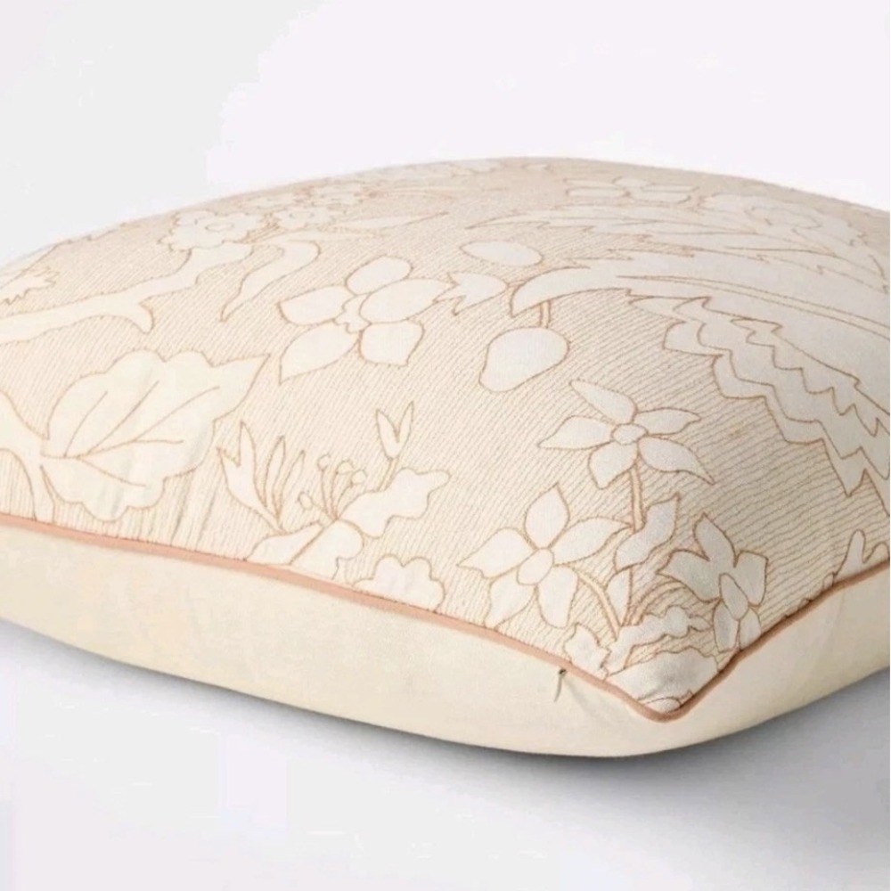 Threshold Decorative Embroidered Floral Orange Cream Throw Pillow Cases  24x24